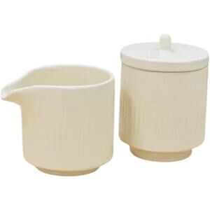 Citrine Everyday Collection by Magenta Ribbed Ceramic Creamer & Sugar Jar Set